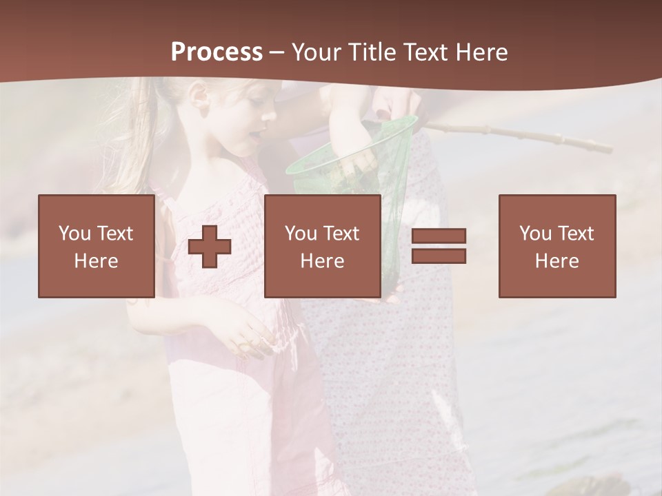 Mother And Daughter At Beach Fishing And Smiling PowerPoint Template