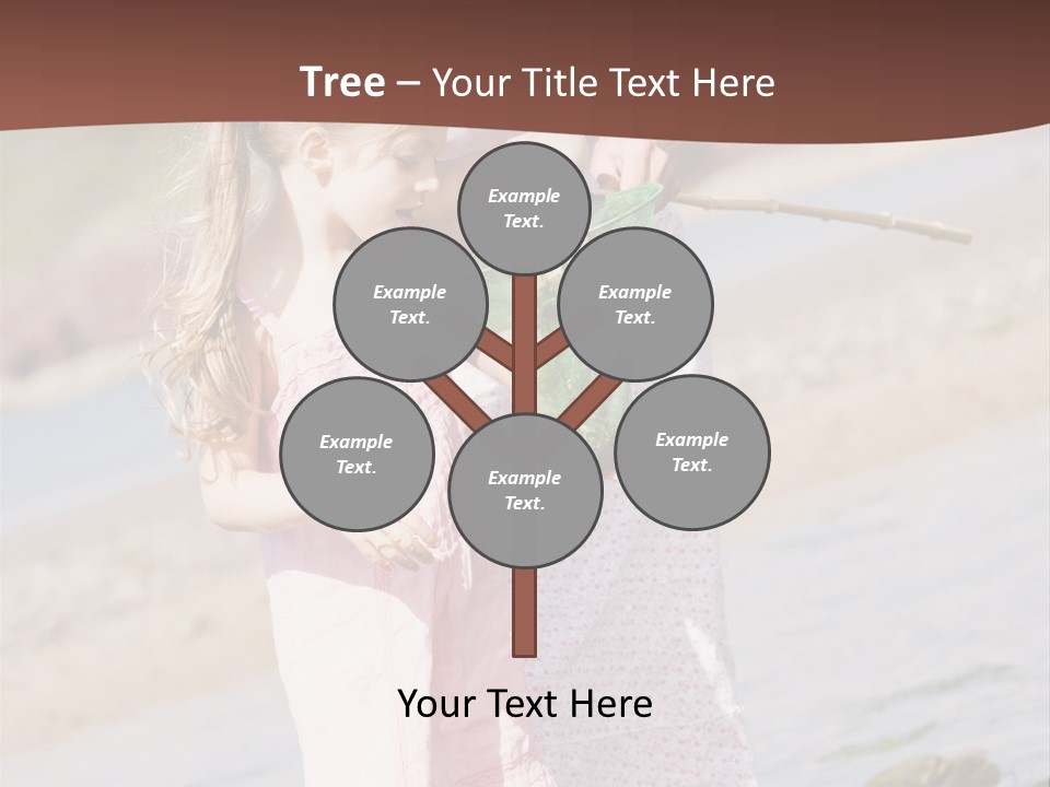 Mother And Daughter At Beach Fishing And Smiling PowerPoint Template