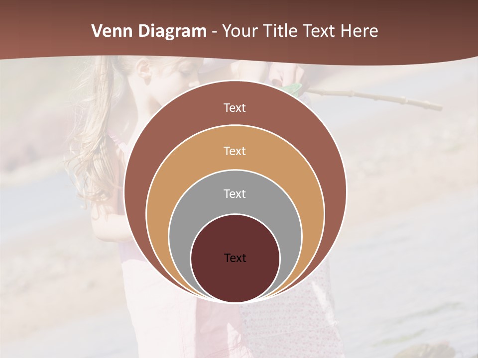 Mother And Daughter At Beach Fishing And Smiling PowerPoint Template