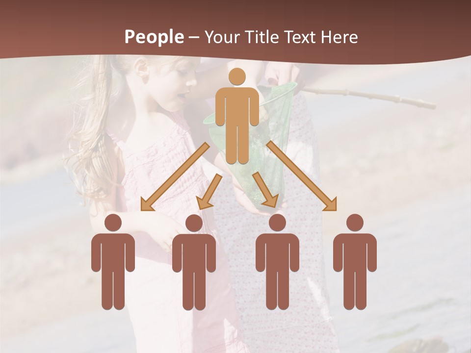 Mother And Daughter At Beach Fishing And Smiling PowerPoint Template