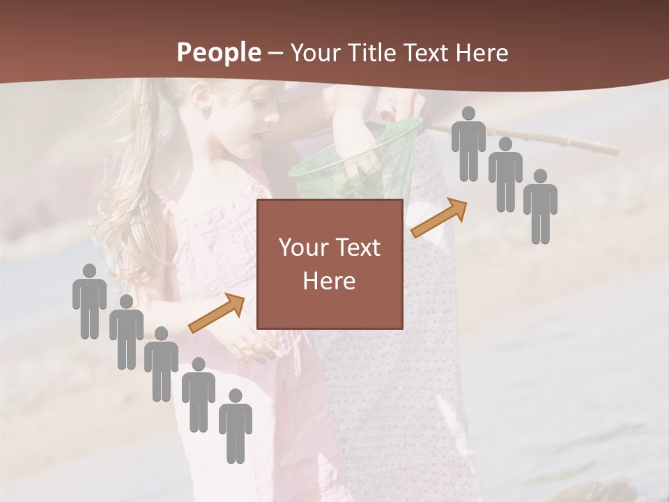 Mother And Daughter At Beach Fishing And Smiling PowerPoint Template