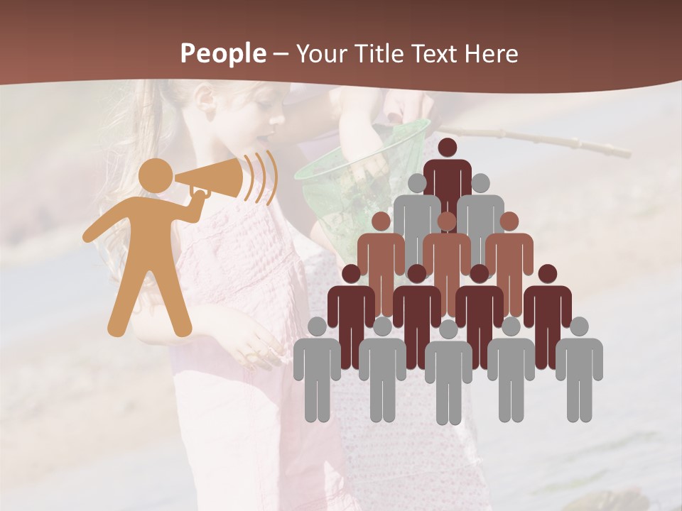 Mother And Daughter At Beach Fishing And Smiling PowerPoint Template