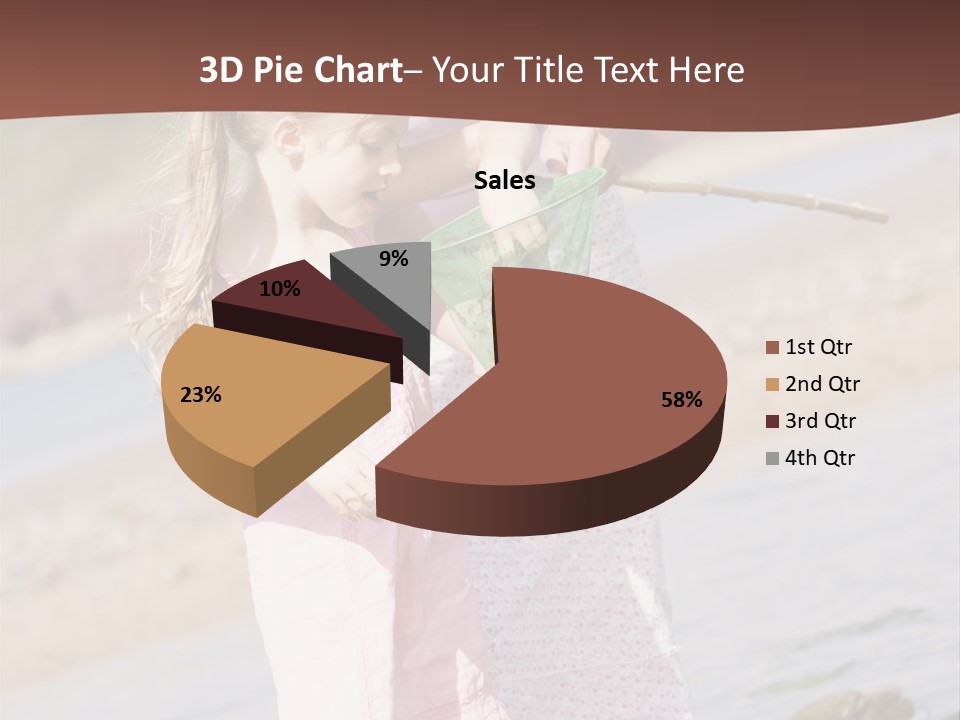 Mother And Daughter At Beach Fishing And Smiling PowerPoint Template