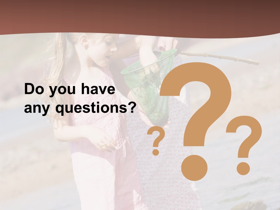 Mother And Daughter At Beach Fishing And Smiling PowerPoint Template