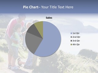 Family On Cliffside Path Using Binoculars And Smiling PowerPoint Template