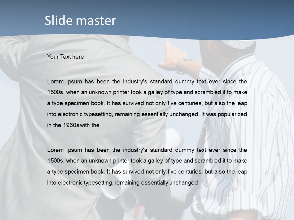 Vertical Image Of Foremen Interacting Together At Meeting PowerPoint Template