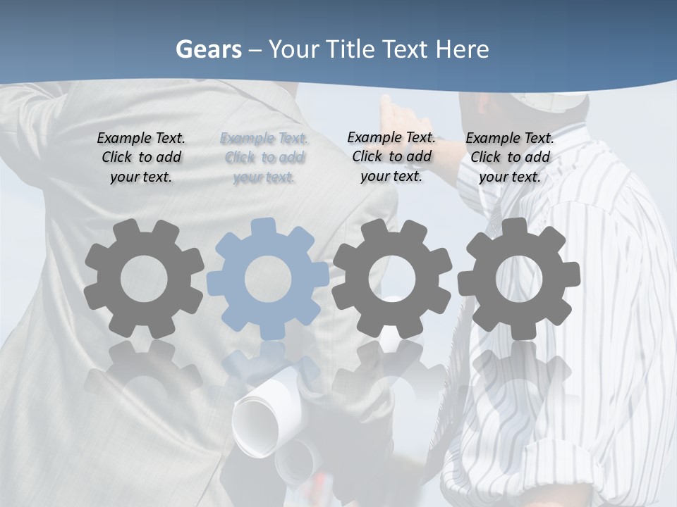 Vertical Image Of Foremen Interacting Together At Meeting PowerPoint Template
