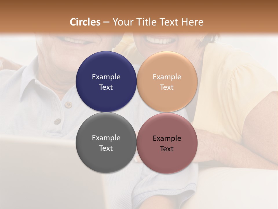 Couple In Living Room With Laptop Smiling PowerPoint Template