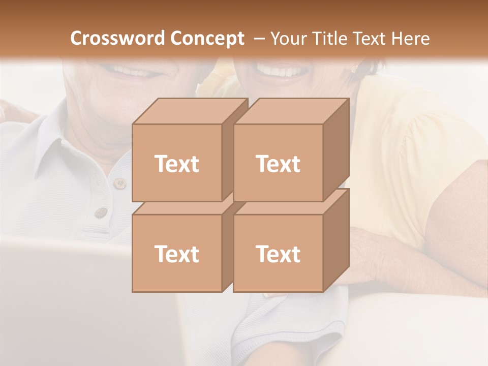 Couple In Living Room With Laptop Smiling PowerPoint Template