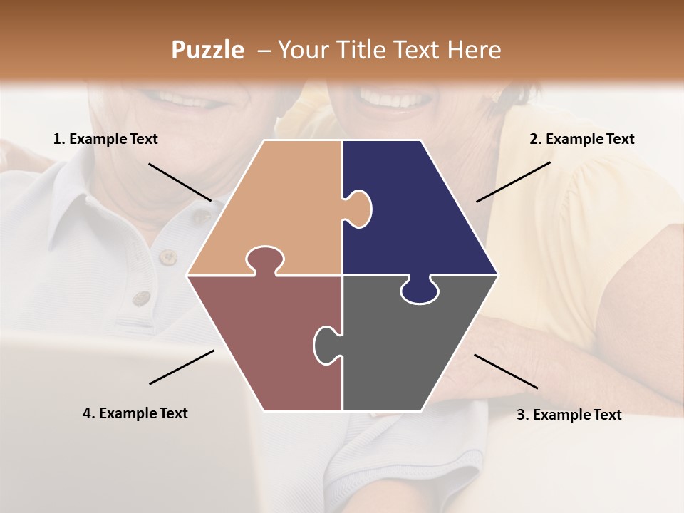 Couple In Living Room With Laptop Smiling PowerPoint Template