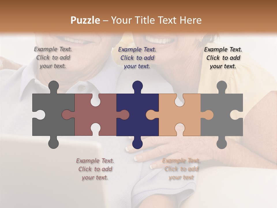 Couple In Living Room With Laptop Smiling PowerPoint Template