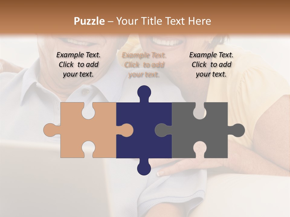 Couple In Living Room With Laptop Smiling PowerPoint Template