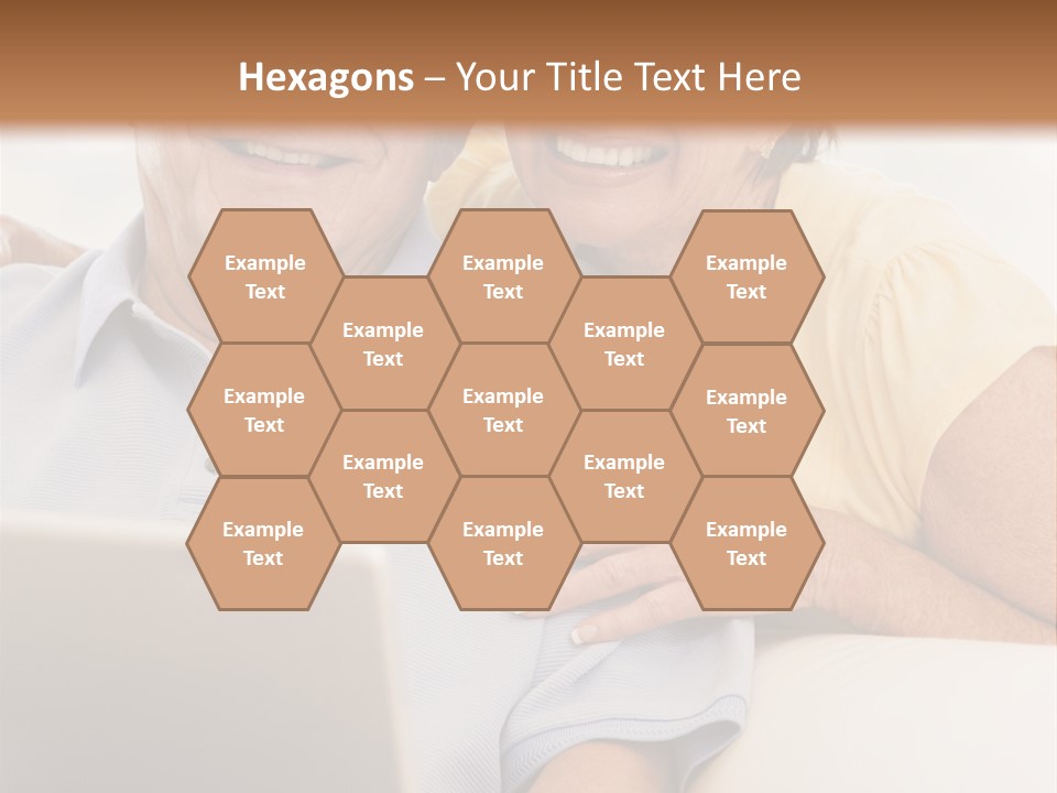 Couple In Living Room With Laptop Smiling PowerPoint Template