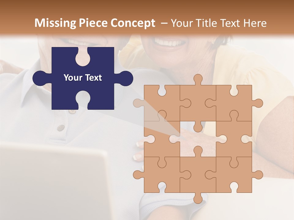 Couple In Living Room With Laptop Smiling PowerPoint Template