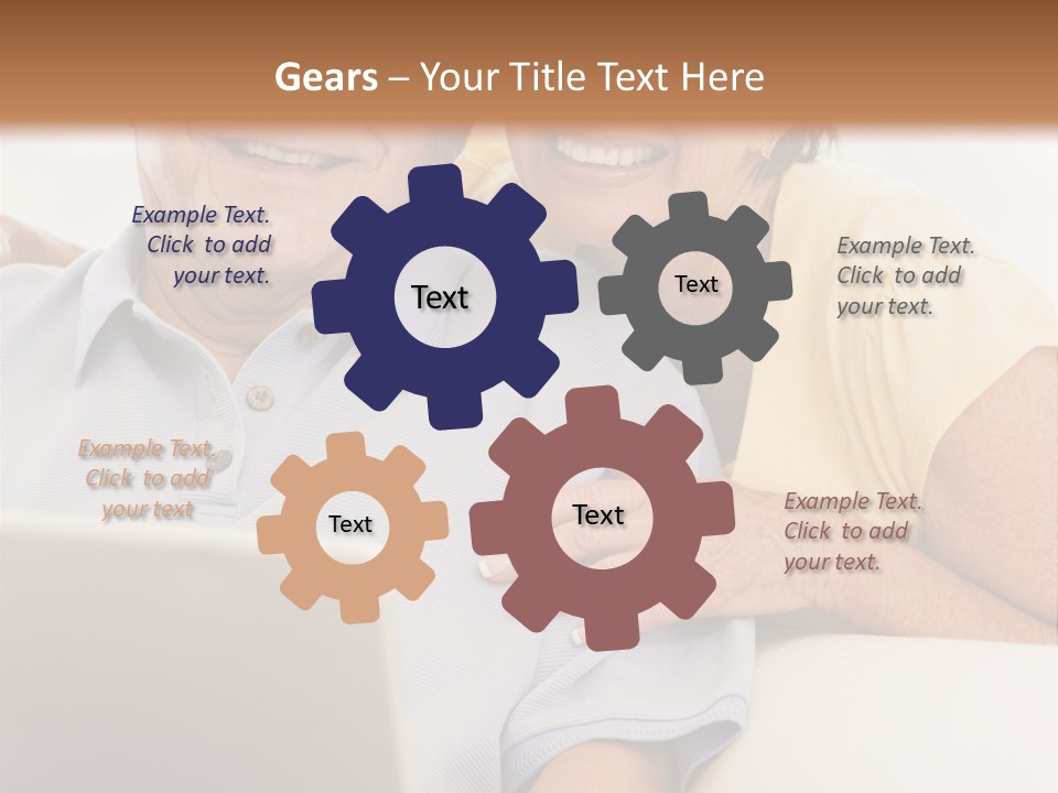 Couple In Living Room With Laptop Smiling PowerPoint Template