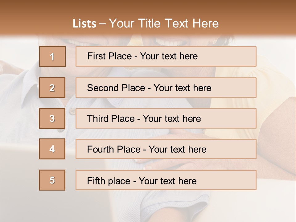 Couple In Living Room With Laptop Smiling PowerPoint Template