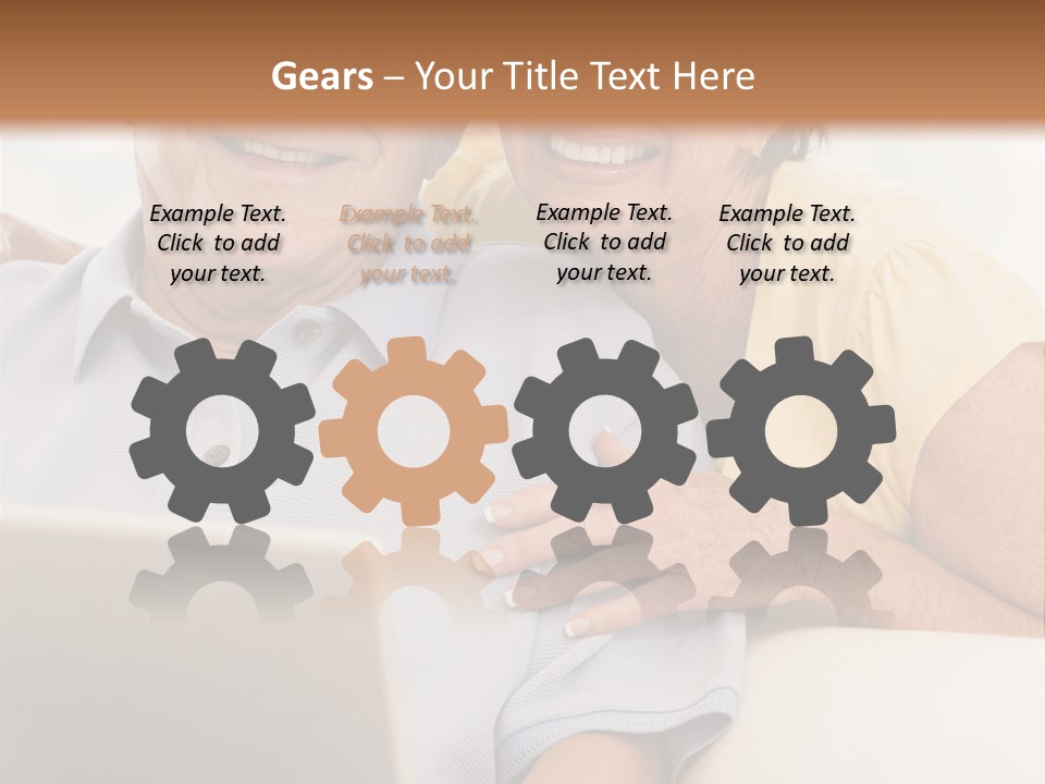 Couple In Living Room With Laptop Smiling PowerPoint Template