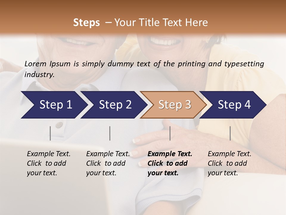 Couple In Living Room With Laptop Smiling PowerPoint Template