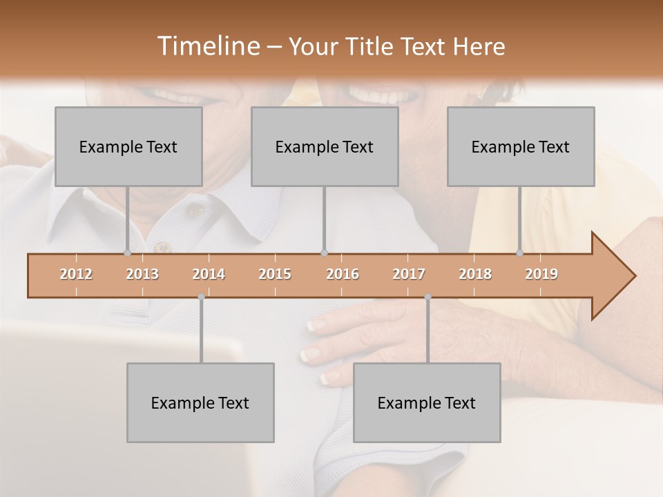 Couple In Living Room With Laptop Smiling PowerPoint Template