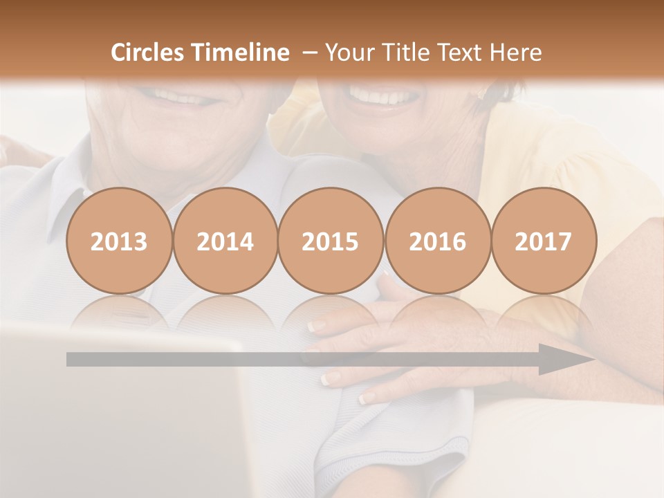 Couple In Living Room With Laptop Smiling PowerPoint Template