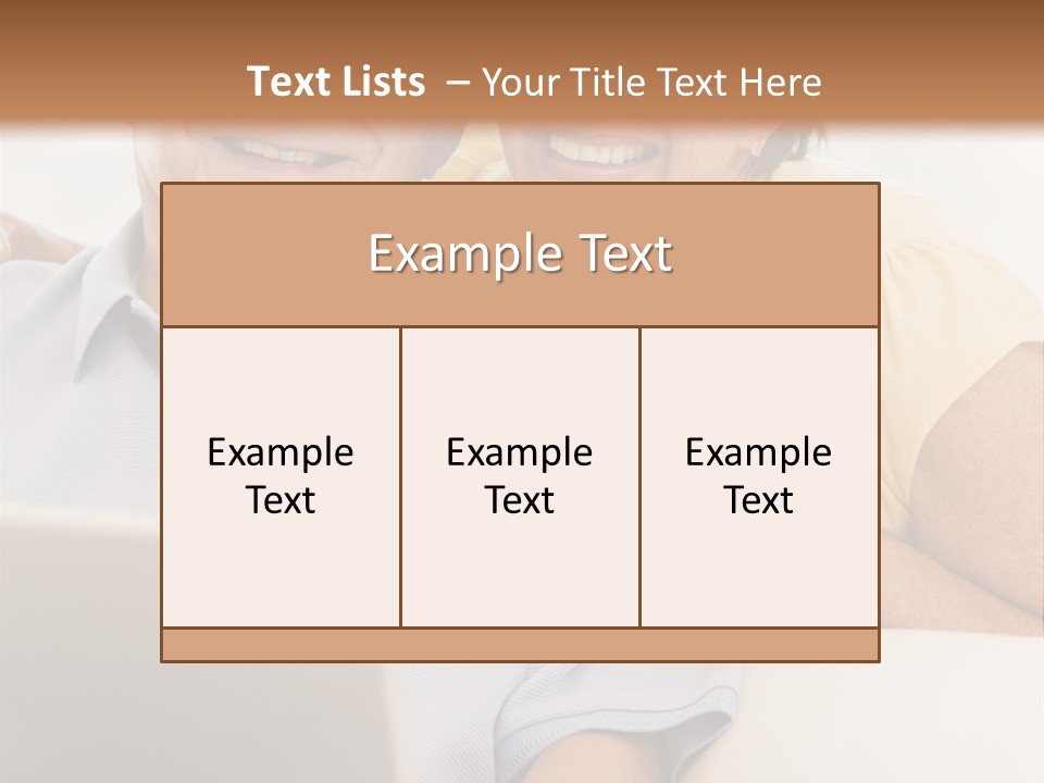 Couple In Living Room With Laptop Smiling PowerPoint Template