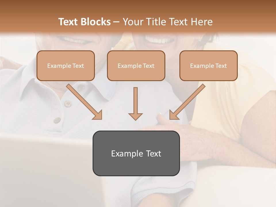 Couple In Living Room With Laptop Smiling PowerPoint Template