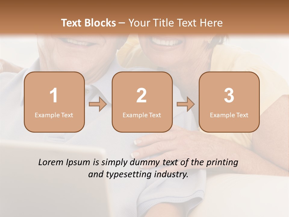 Couple In Living Room With Laptop Smiling PowerPoint Template