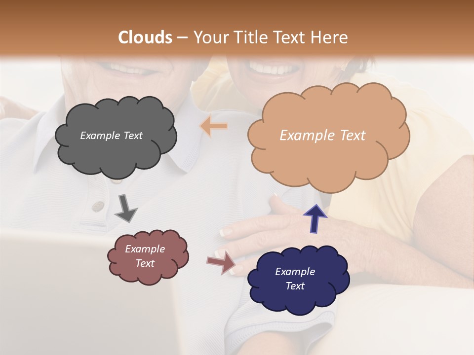 Couple In Living Room With Laptop Smiling PowerPoint Template