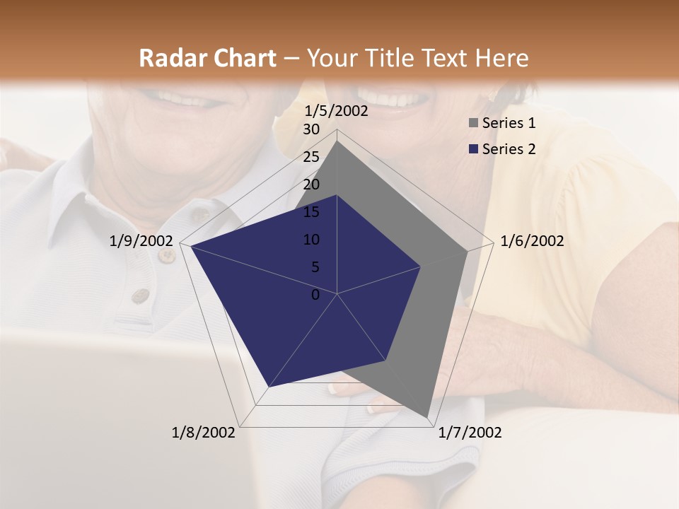 Couple In Living Room With Laptop Smiling PowerPoint Template