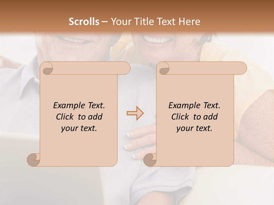 Couple In Living Room With Laptop Smiling PowerPoint Template