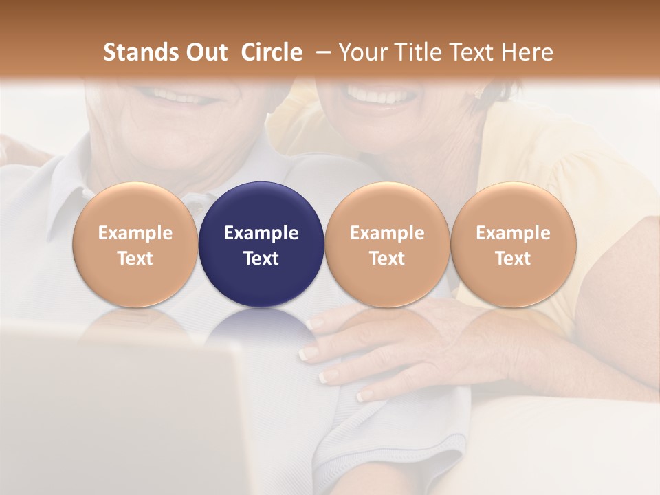 Couple In Living Room With Laptop Smiling PowerPoint Template