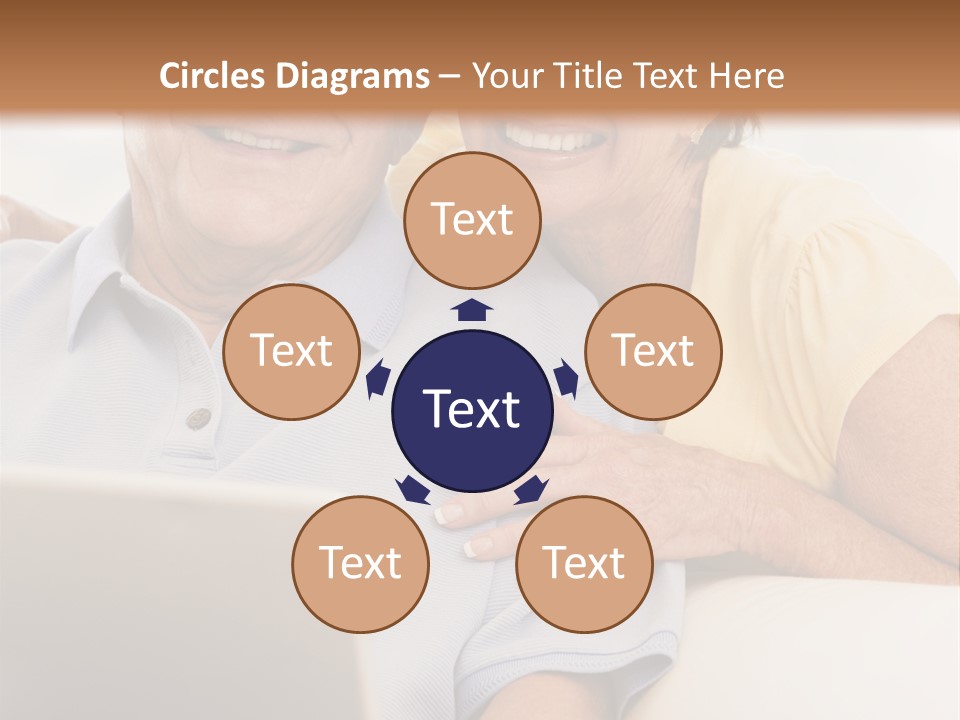 Couple In Living Room With Laptop Smiling PowerPoint Template