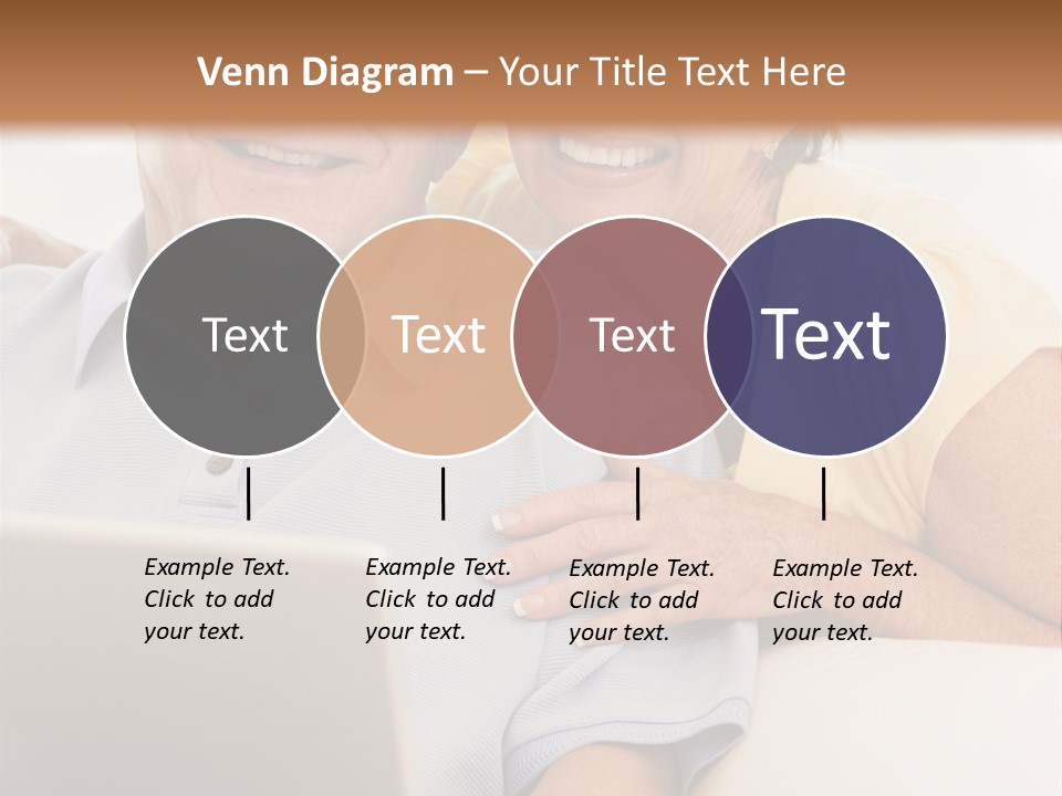Couple In Living Room With Laptop Smiling PowerPoint Template