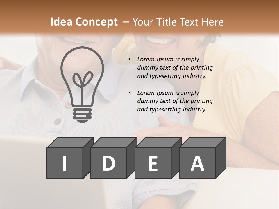 Couple In Living Room With Laptop Smiling PowerPoint Template