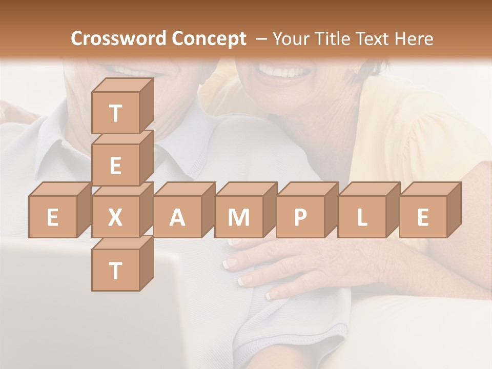 Couple In Living Room With Laptop Smiling PowerPoint Template