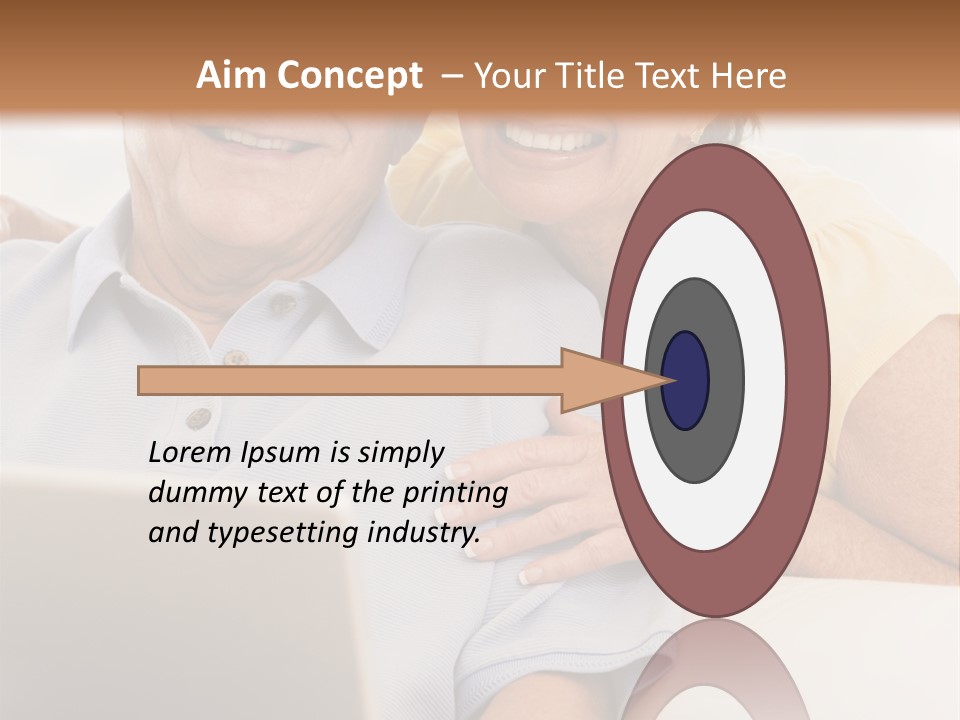 Couple In Living Room With Laptop Smiling PowerPoint Template