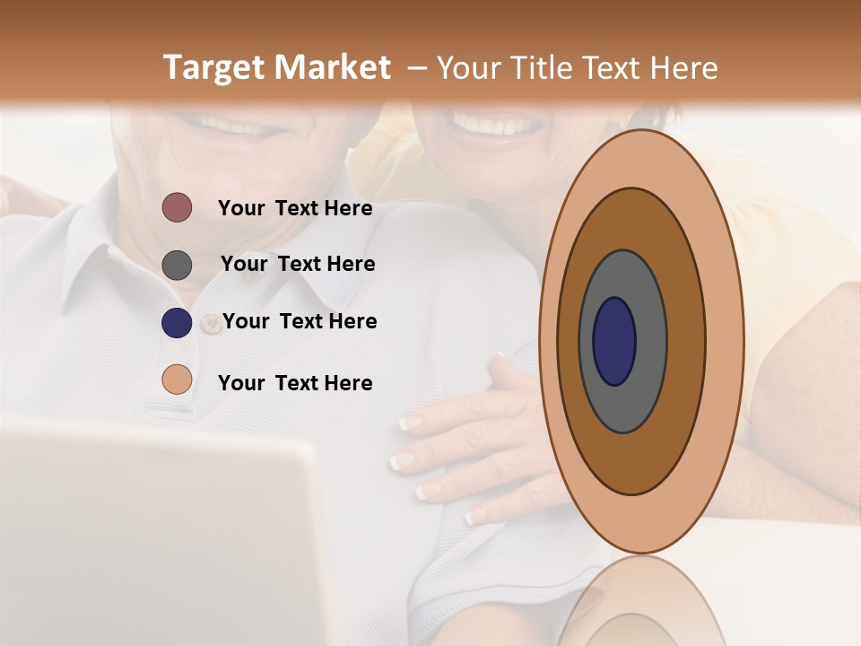 Couple In Living Room With Laptop Smiling PowerPoint Template