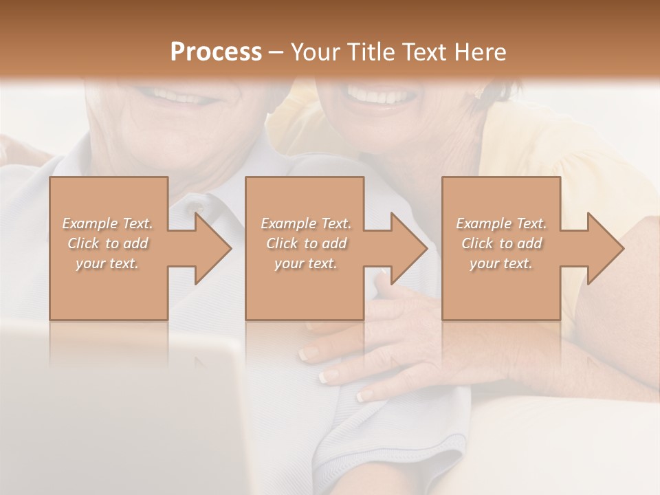 Couple In Living Room With Laptop Smiling PowerPoint Template