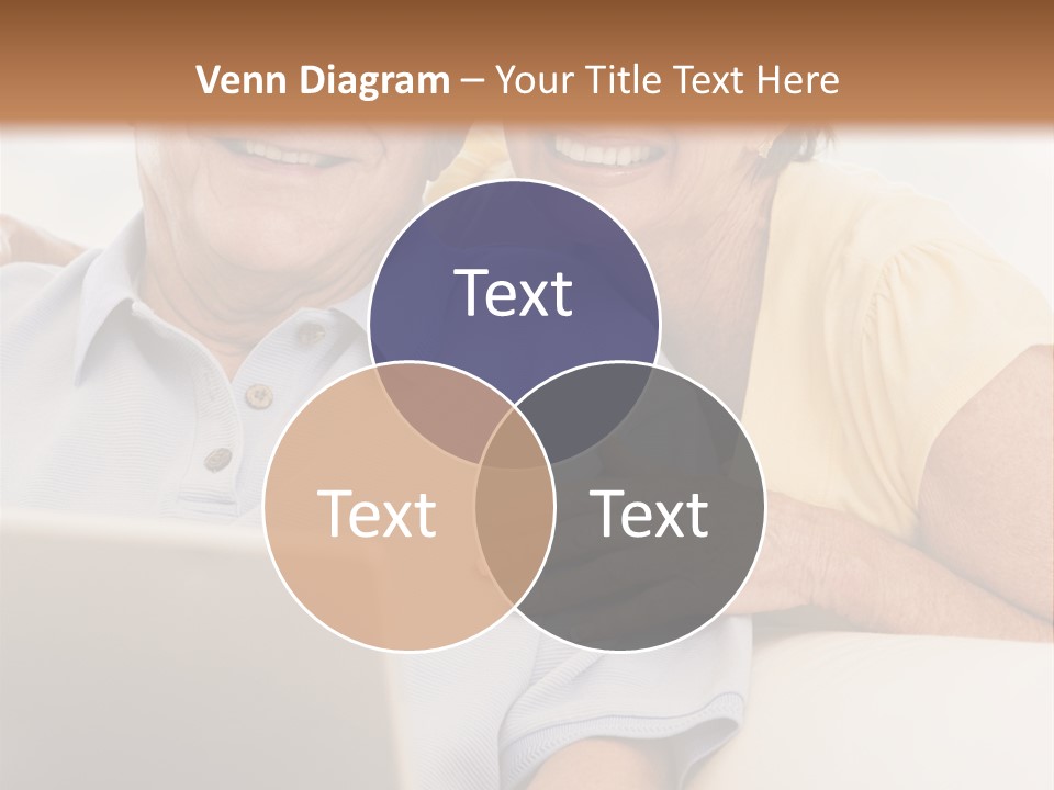 Couple In Living Room With Laptop Smiling PowerPoint Template