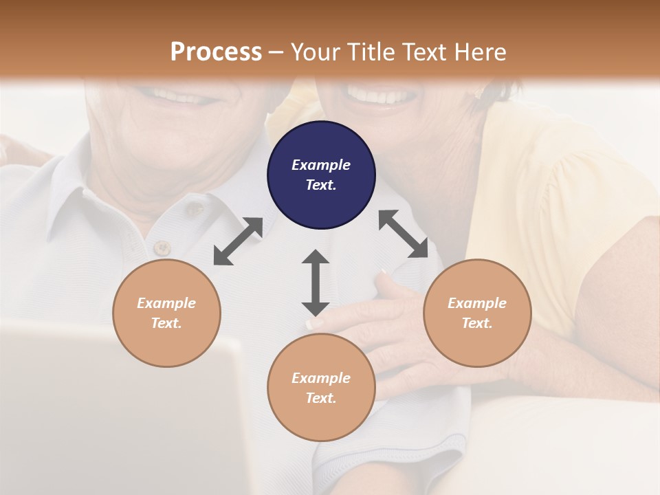 Couple In Living Room With Laptop Smiling PowerPoint Template