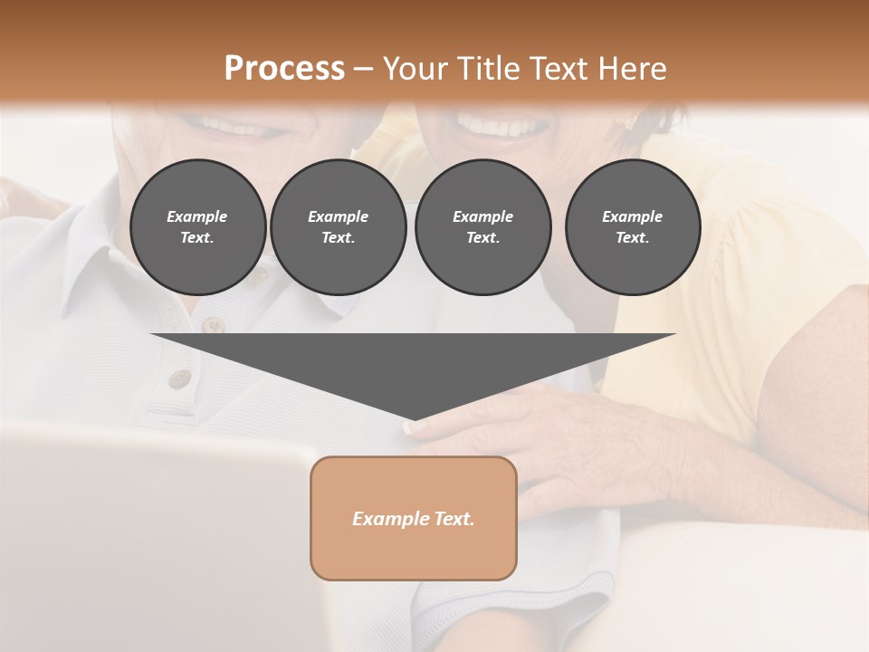 Couple In Living Room With Laptop Smiling PowerPoint Template