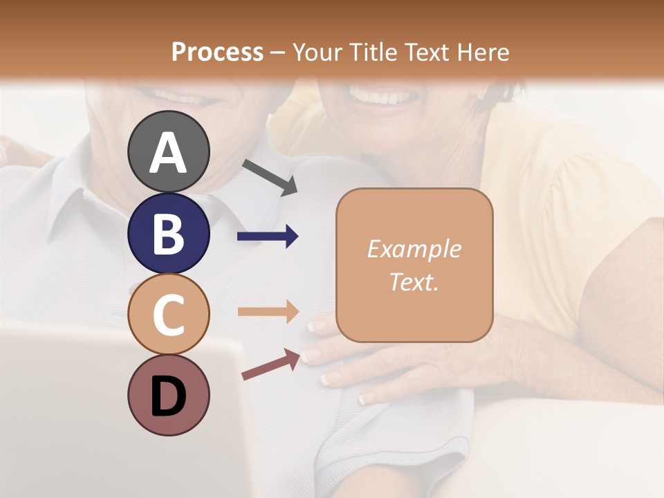 Couple In Living Room With Laptop Smiling PowerPoint Template