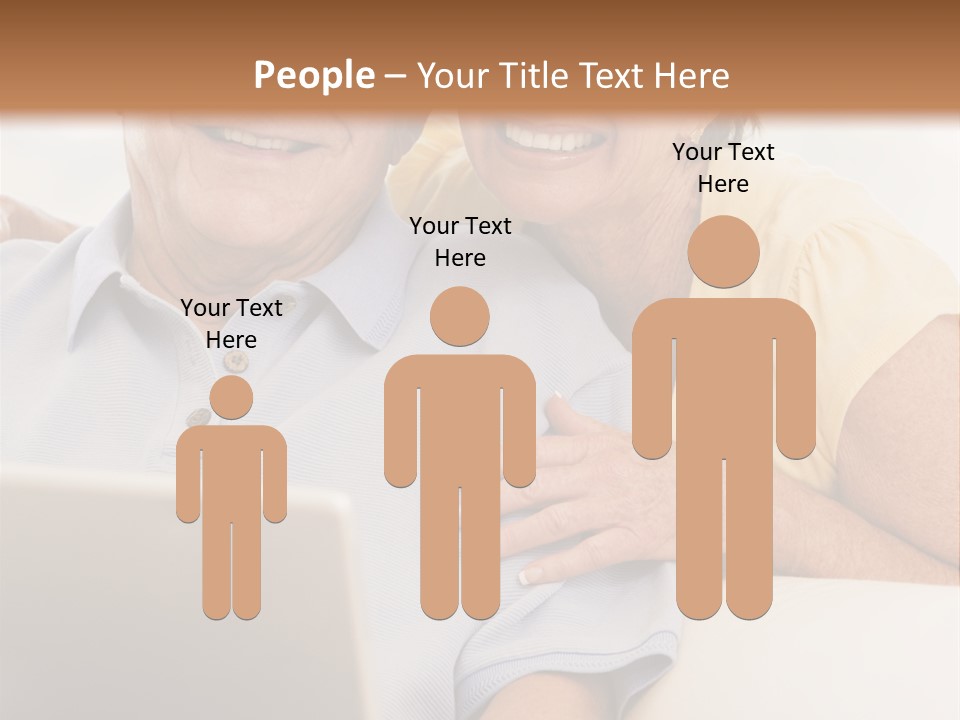 Couple In Living Room With Laptop Smiling PowerPoint Template