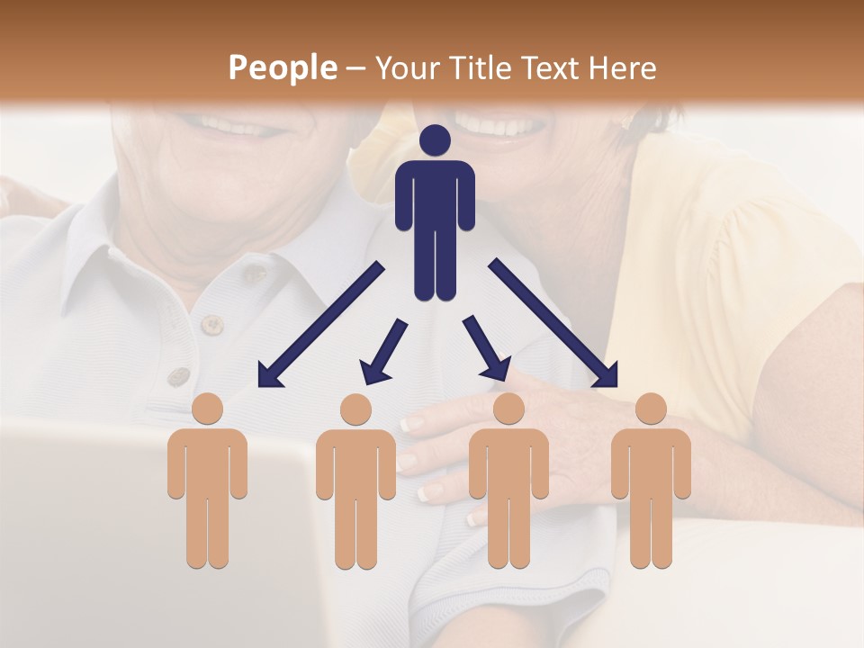 Couple In Living Room With Laptop Smiling PowerPoint Template