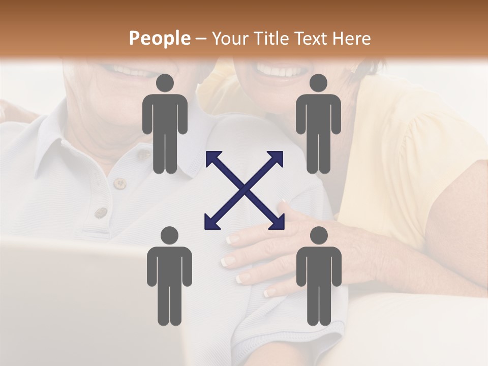 Couple In Living Room With Laptop Smiling PowerPoint Template