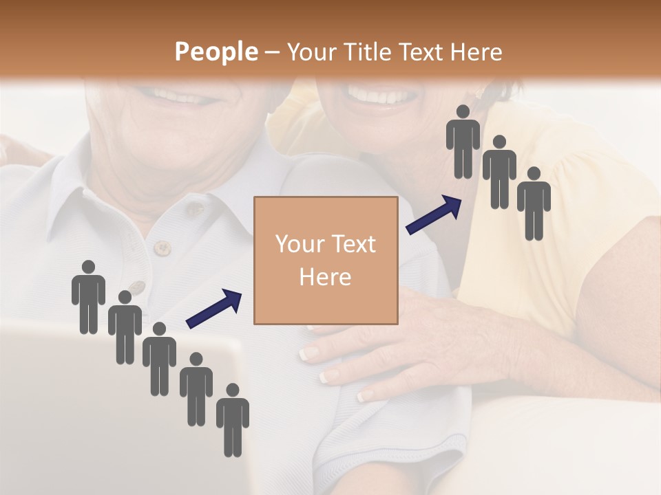 Couple In Living Room With Laptop Smiling PowerPoint Template