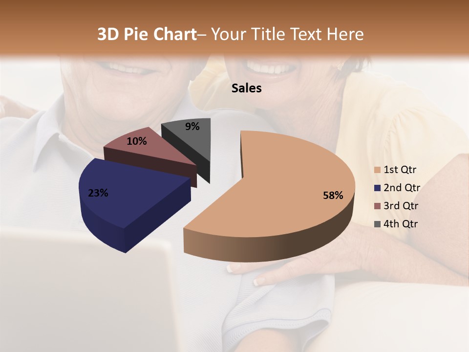 Couple In Living Room With Laptop Smiling PowerPoint Template
