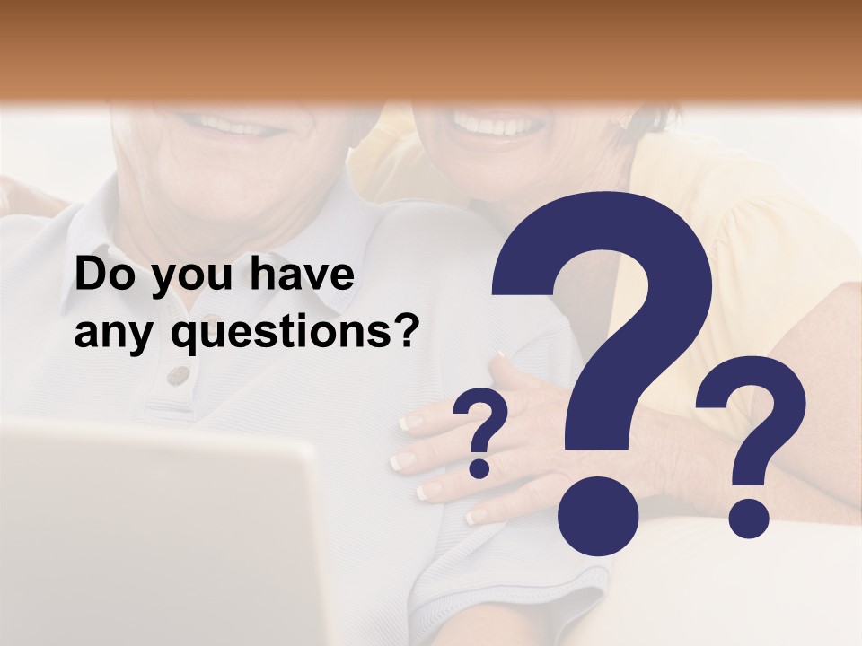 Couple In Living Room With Laptop Smiling PowerPoint Template