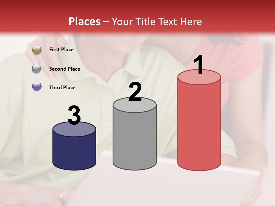 Couple In Living Room With Laptop Smiling PowerPoint Template