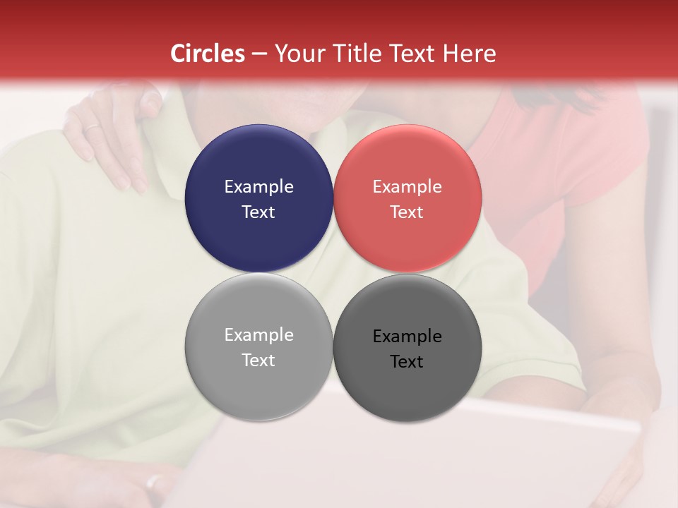 Couple In Living Room With Laptop Smiling PowerPoint Template